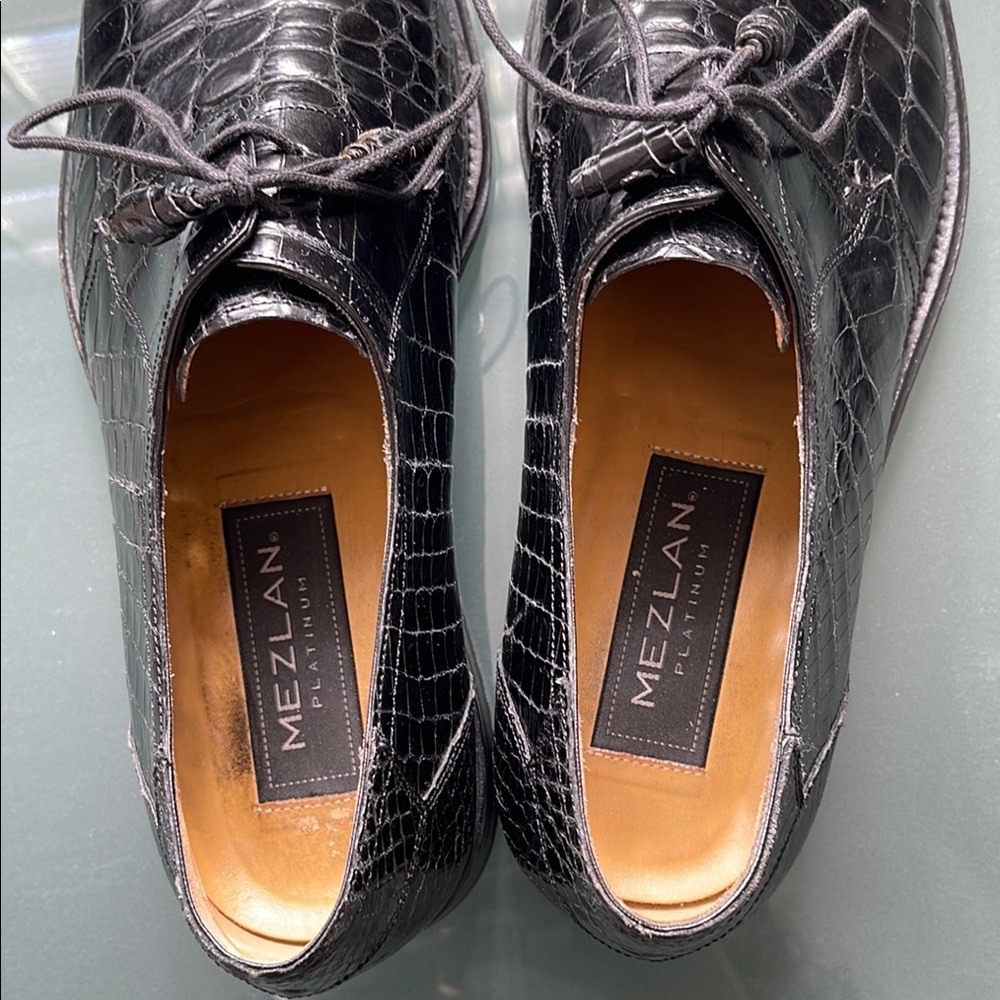 Mezlan Black Crocodile Leather Men's Shoes - Picture 8 of 10